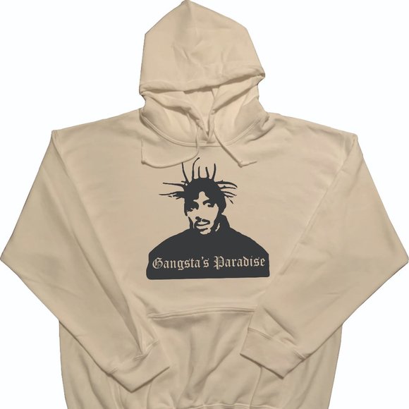Coolio Hoodie with Gangsters Paradise Design White (Black Design) - Picture 1 of 1